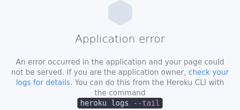 An error occurred in the application and your page could not be served. If you are the application owner, check your logs for details.